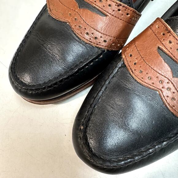 VERY GOOD Rancourt & Co. x Polo Ralph Lauren Penny Loafers Black / Brown USA 9 - Picture 7 of 12